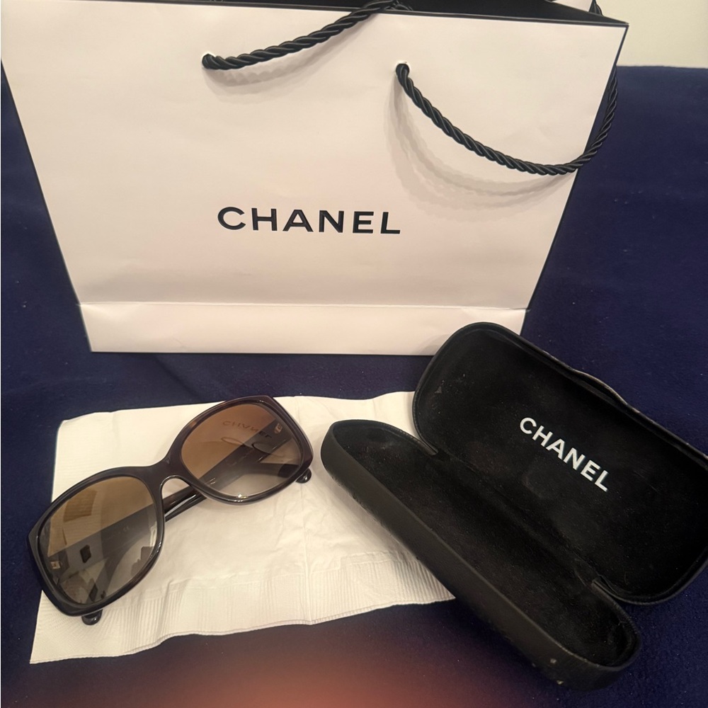 Chanel  Sunglasses + Case + Shopping Bag